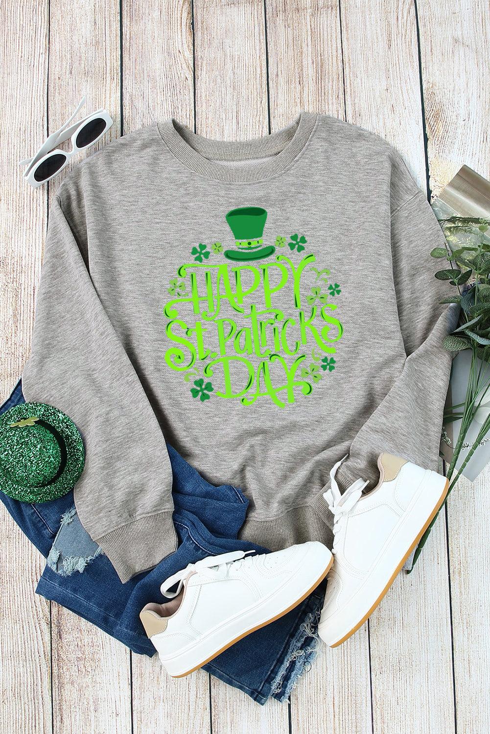 Saint Patrick's Day Plain Crew Neck Pullover Sweatshirt