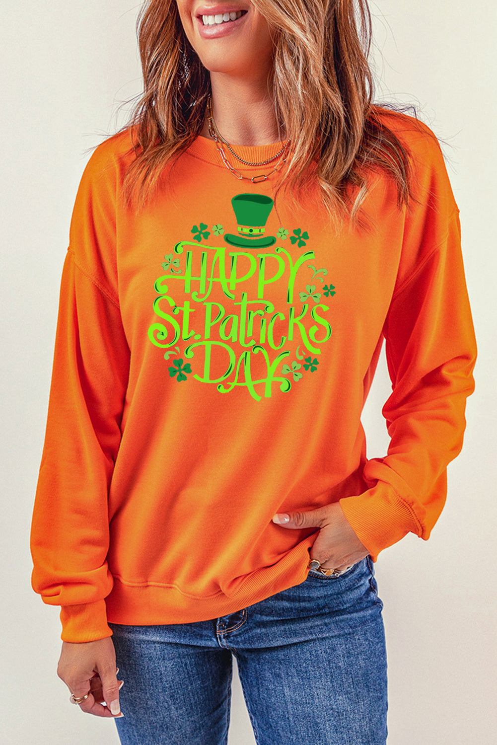 Saint Patrick's Day Plain Crew Neck Pullover Sweatshirt