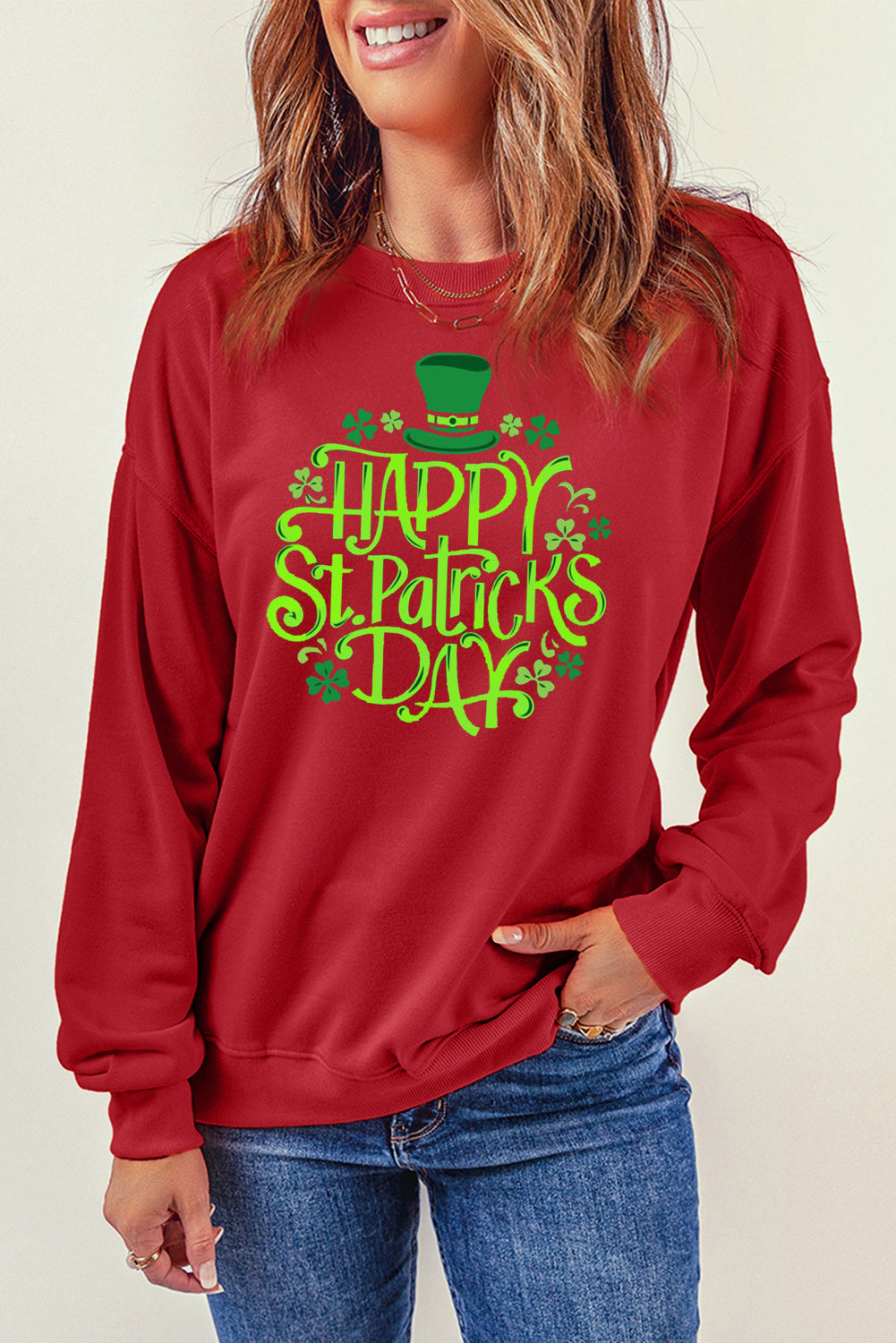 Saint Patrick's Day Plain Crew Neck Pullover Sweatshirt