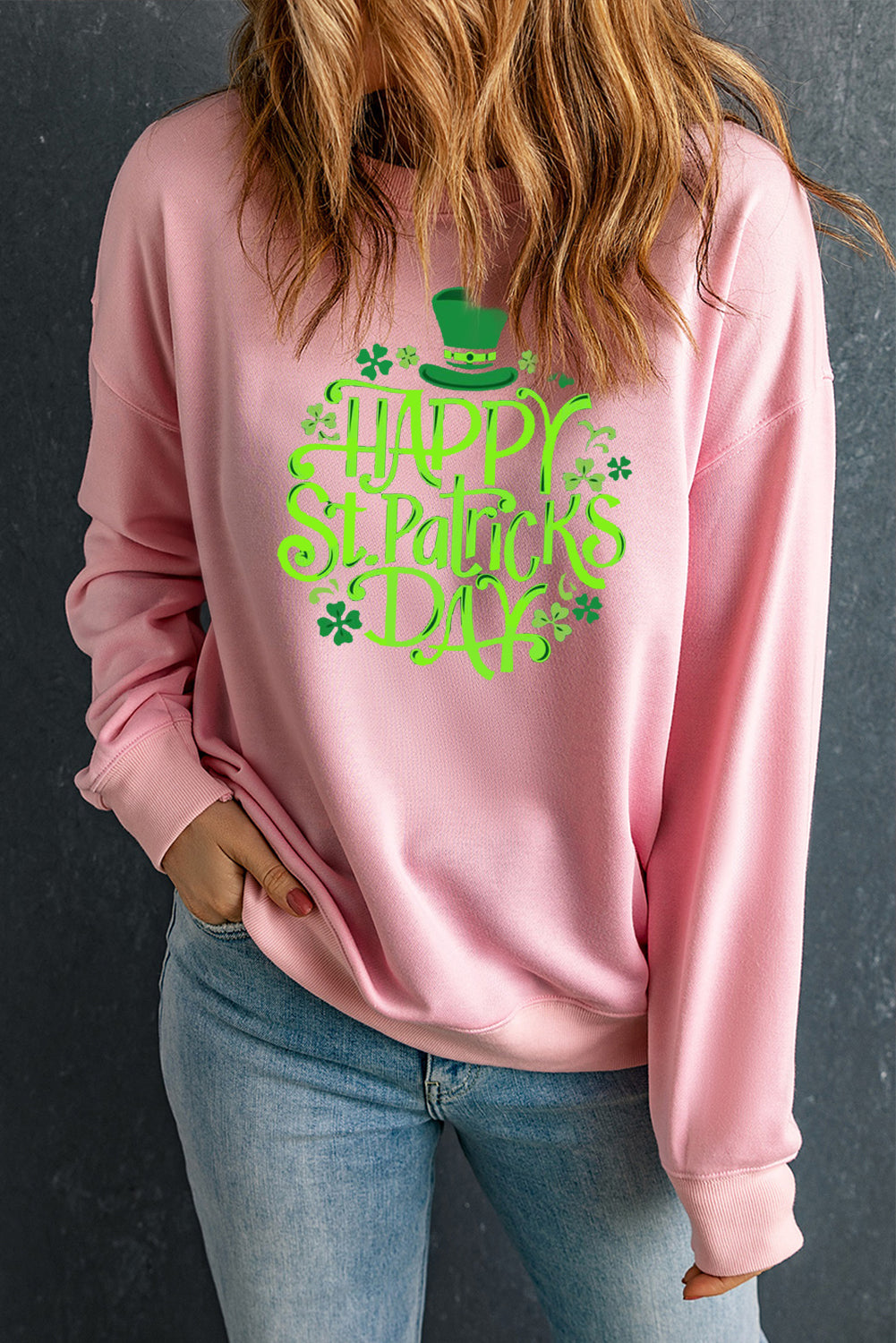 Saint Patrick's Day Plain Crew Neck Pullover Sweatshirt