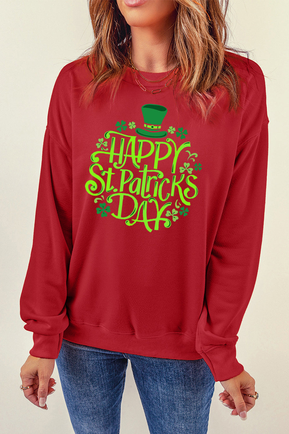 Saint Patrick's Day Plain Crew Neck Pullover Sweatshirt