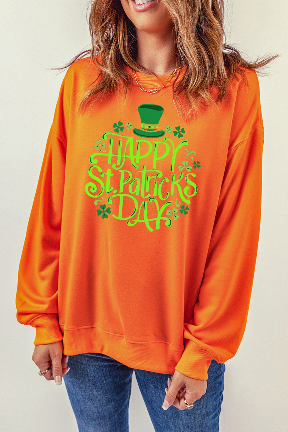 Saint Patrick's Day Plain Crew Neck Pullover Sweatshirt