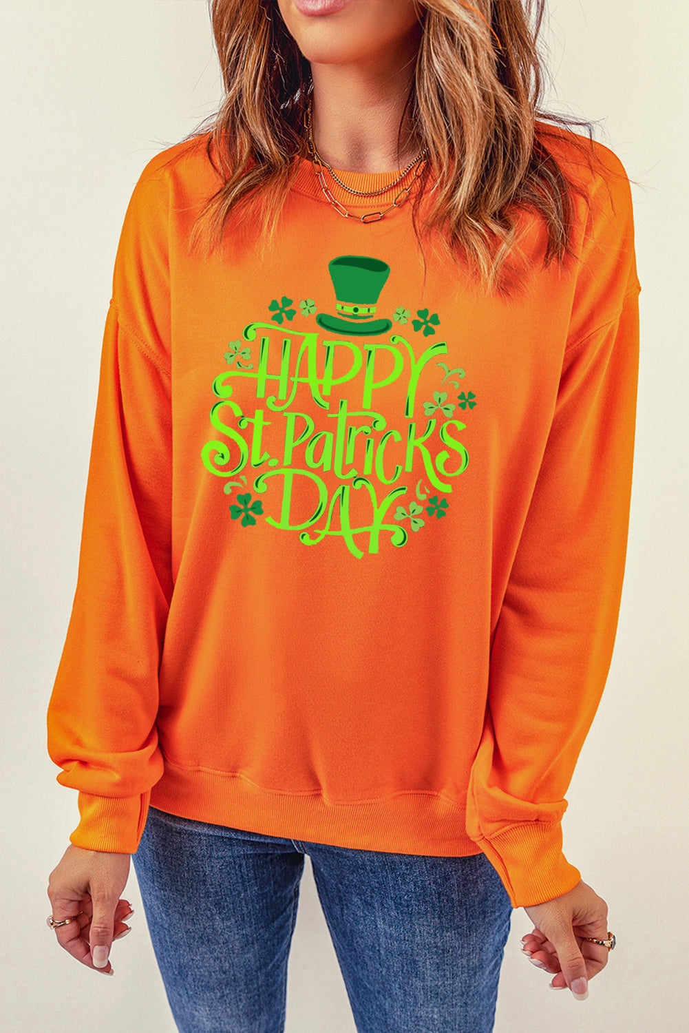 Saint Patrick's Day Plain Crew Neck Pullover Sweatshirt