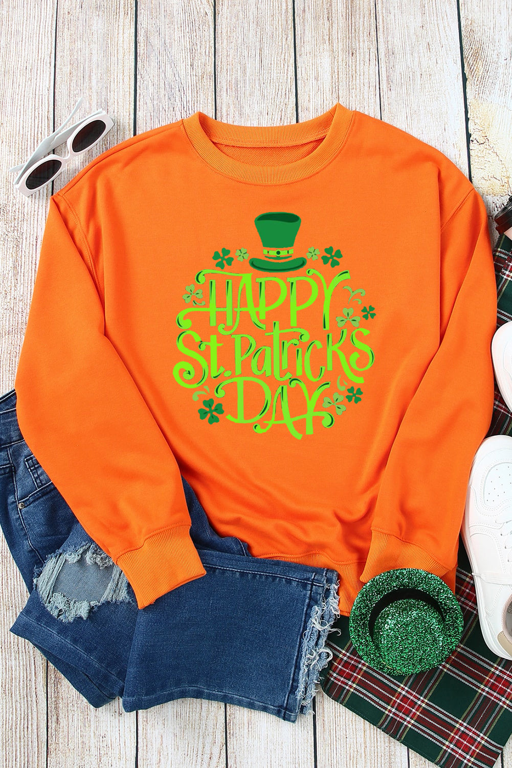 Saint Patrick's Day Plain Crew Neck Pullover Sweatshirt