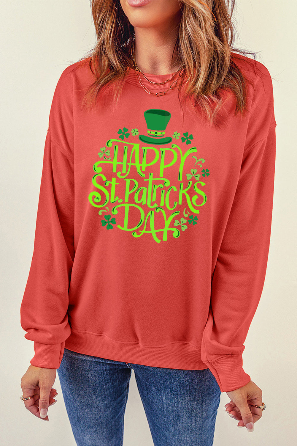 Saint Patrick's Day Plain Crew Neck Pullover Sweatshirt