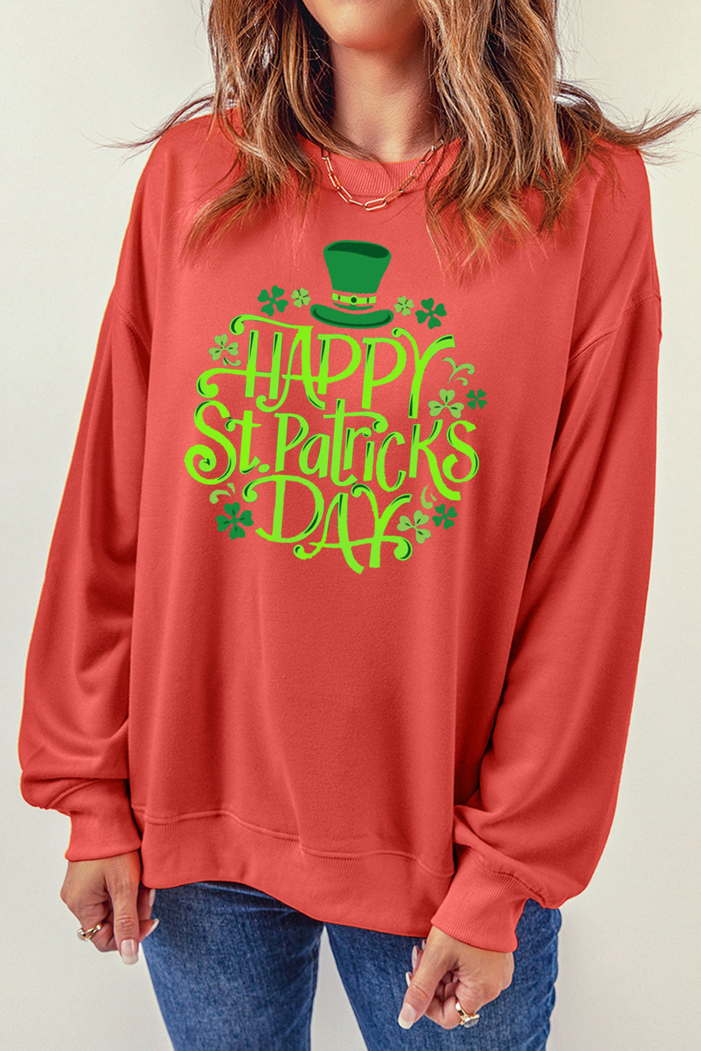 Saint Patrick's Day Plain Crew Neck Pullover Sweatshirt