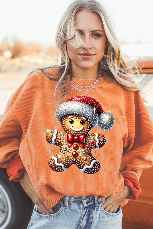 Santa Hat Bear Crew Neck Pattern Pullover Sweatshirt