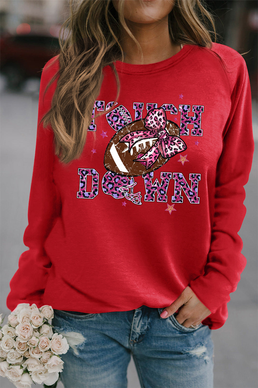 Solid Crew Neck Pullover Colorful Nutcracker Sweatshirt