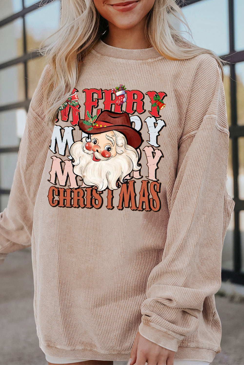 Christmas Crew Neck Santa Claus Pattern Pullover Sweatshirt