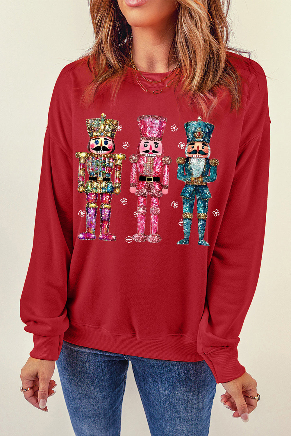 Round neck Nutcracker print pullover sweater