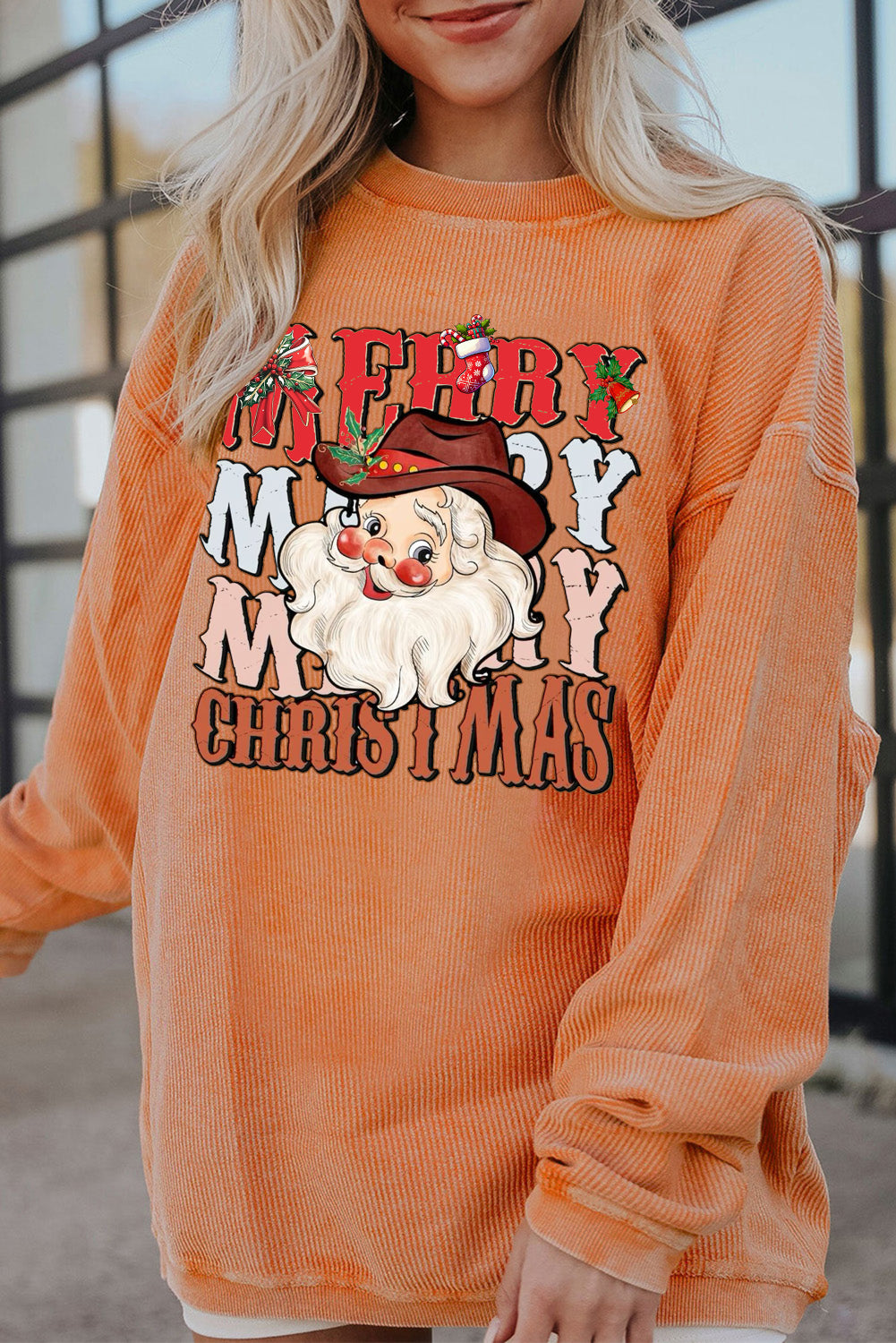 Christmas Crew Neck Santa Claus Pattern Pullover Sweatshirt