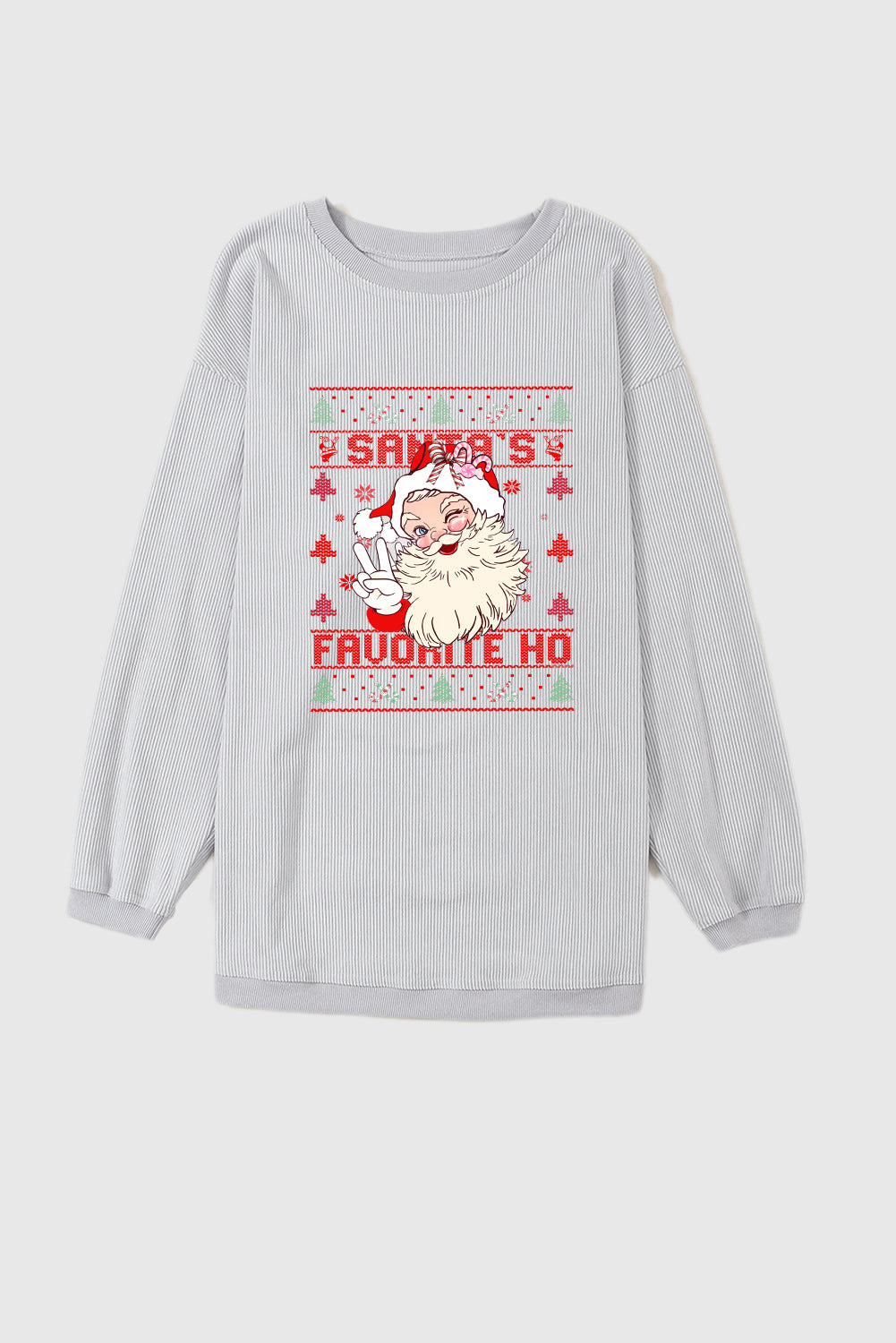 Christmas Crew Neck Cute Santa Pattern Pullover Sweatshirt