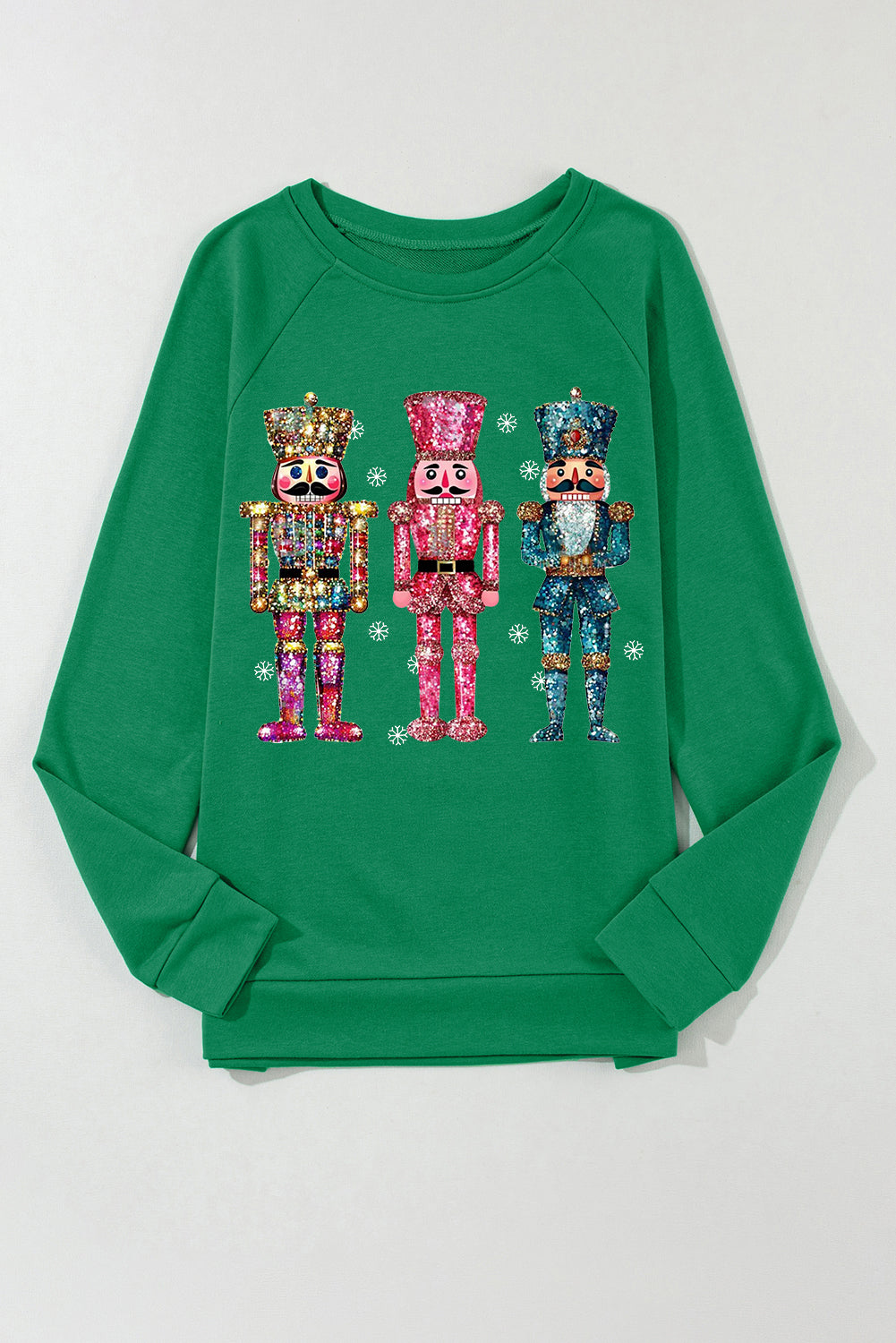 Solid Crew Neck Pullover Colorful Nutcracker Sweatshirt