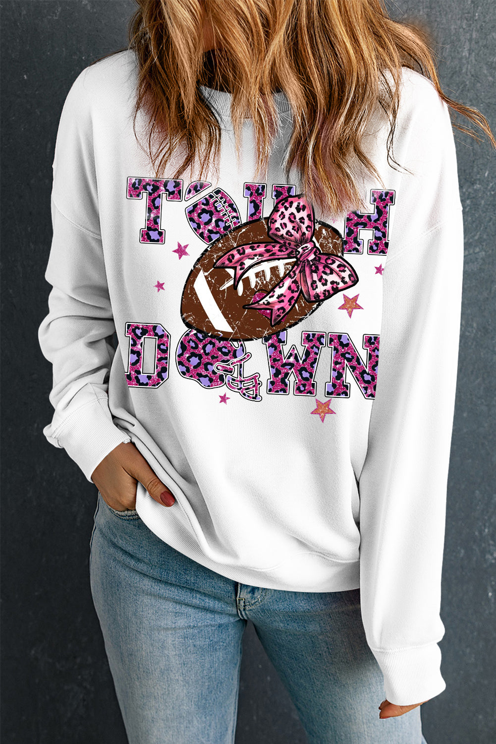 Halloween Plain Crew Neck Bow Rugby Pattern Pullover Sweatshirt Fall/Winter