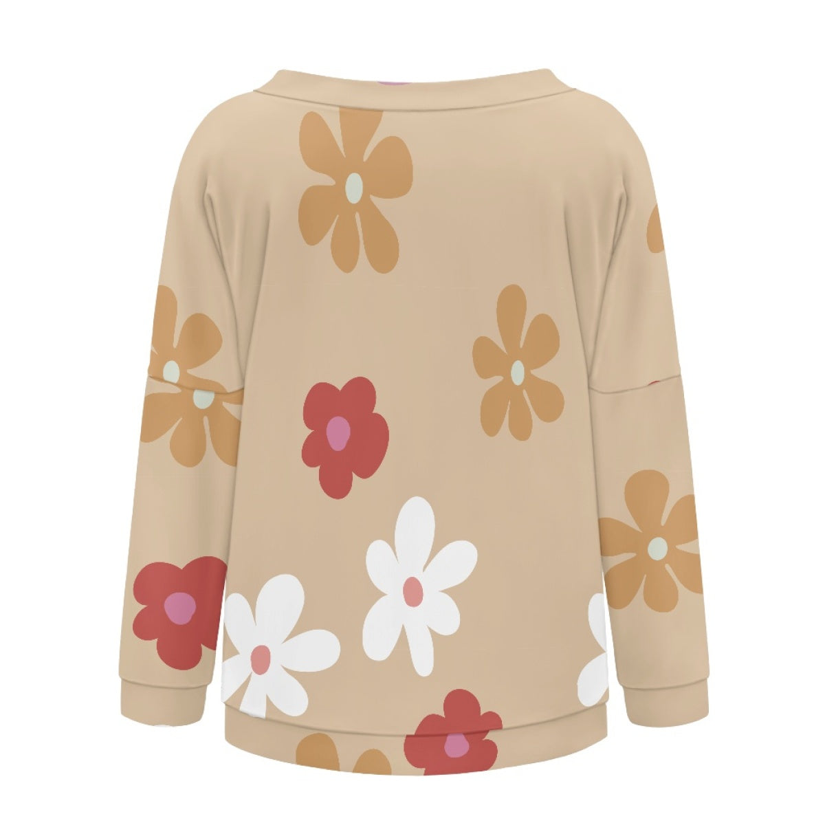 Khaki Bottom Colorful Flower Long Sleeve Raglan Top