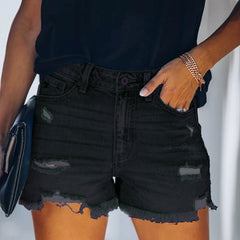 Women's High-rise Ripped Stretch Summer Denim Shorts