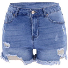 Women's High-rise Ripped Stretch Summer Denim Shorts