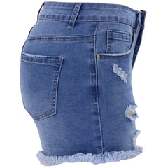 Women's High-rise Ripped Stretch Summer Denim Shorts