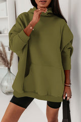Green Quilted Kangaroo Pocket Hoodie Sweatshirt