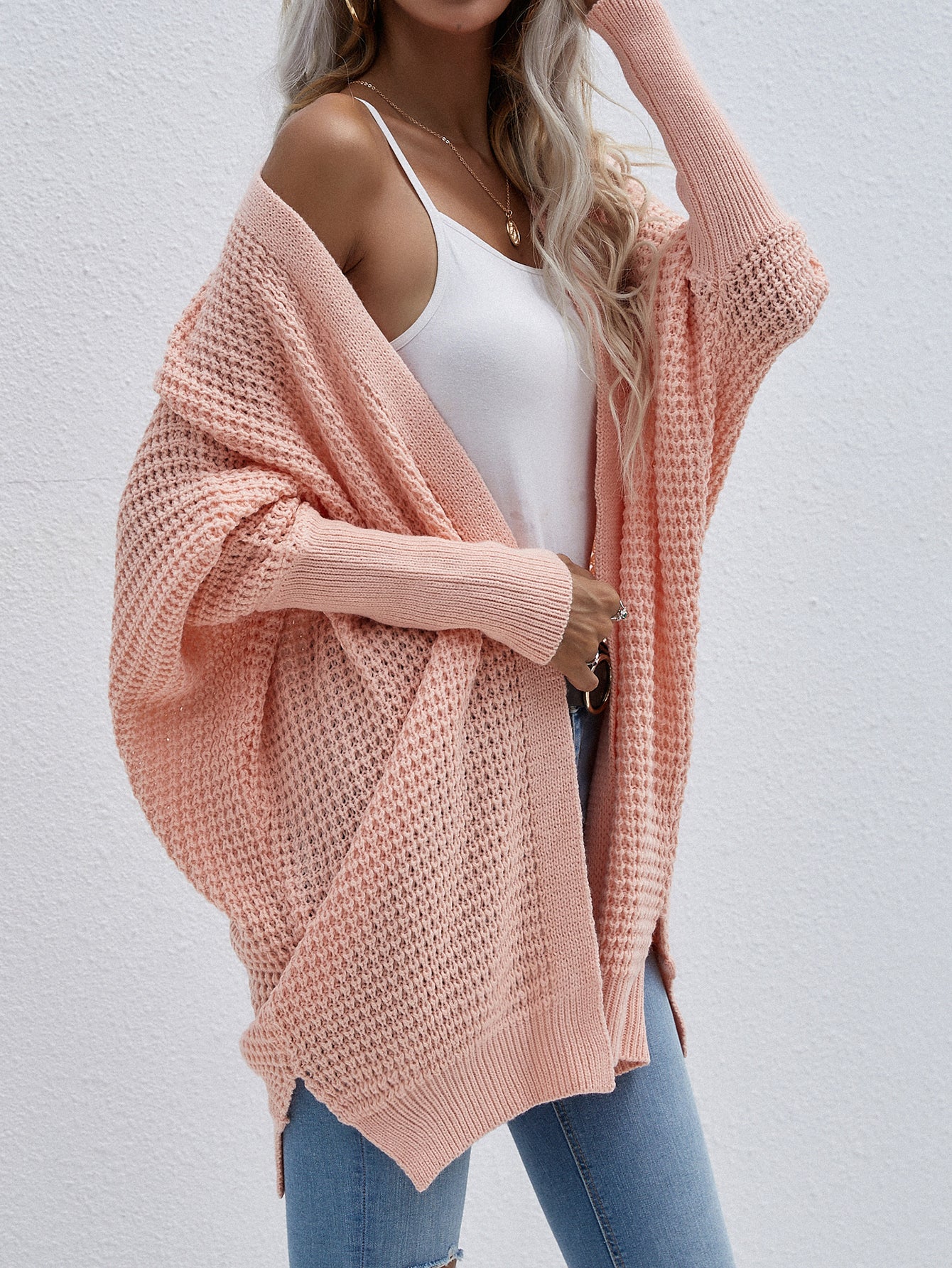 Open Front Cardigan Long Sleeve Chunky Knit Sweater