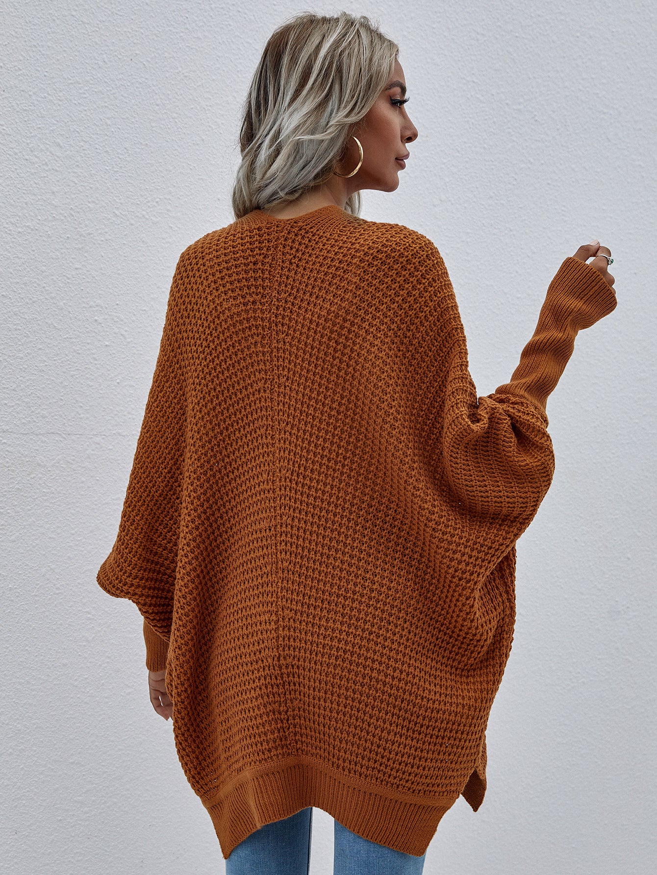 Open Front Cardigan Long Sleeve Chunky Knit Sweater