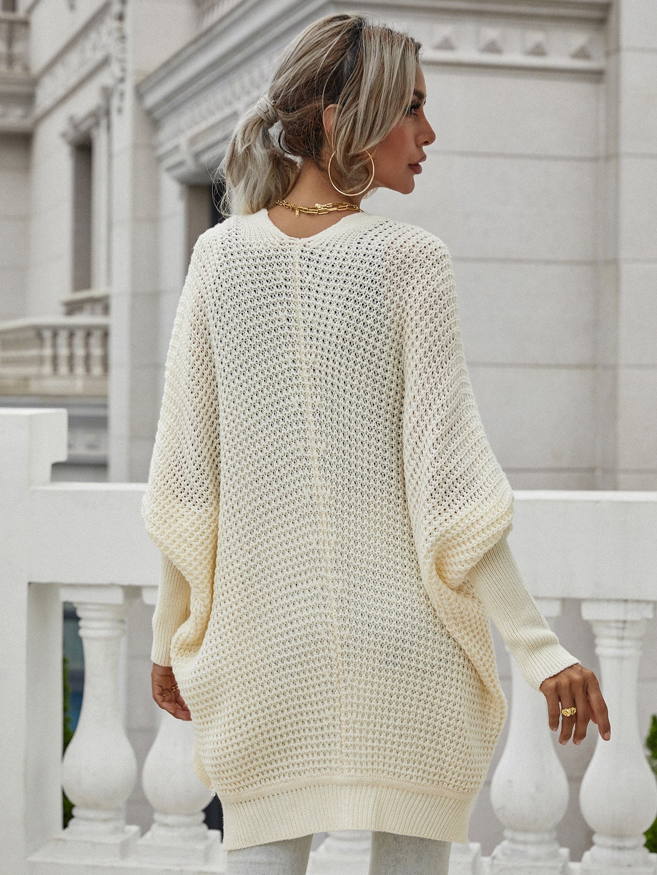 Open Front Cardigan Long Sleeve Chunky Knit Sweater