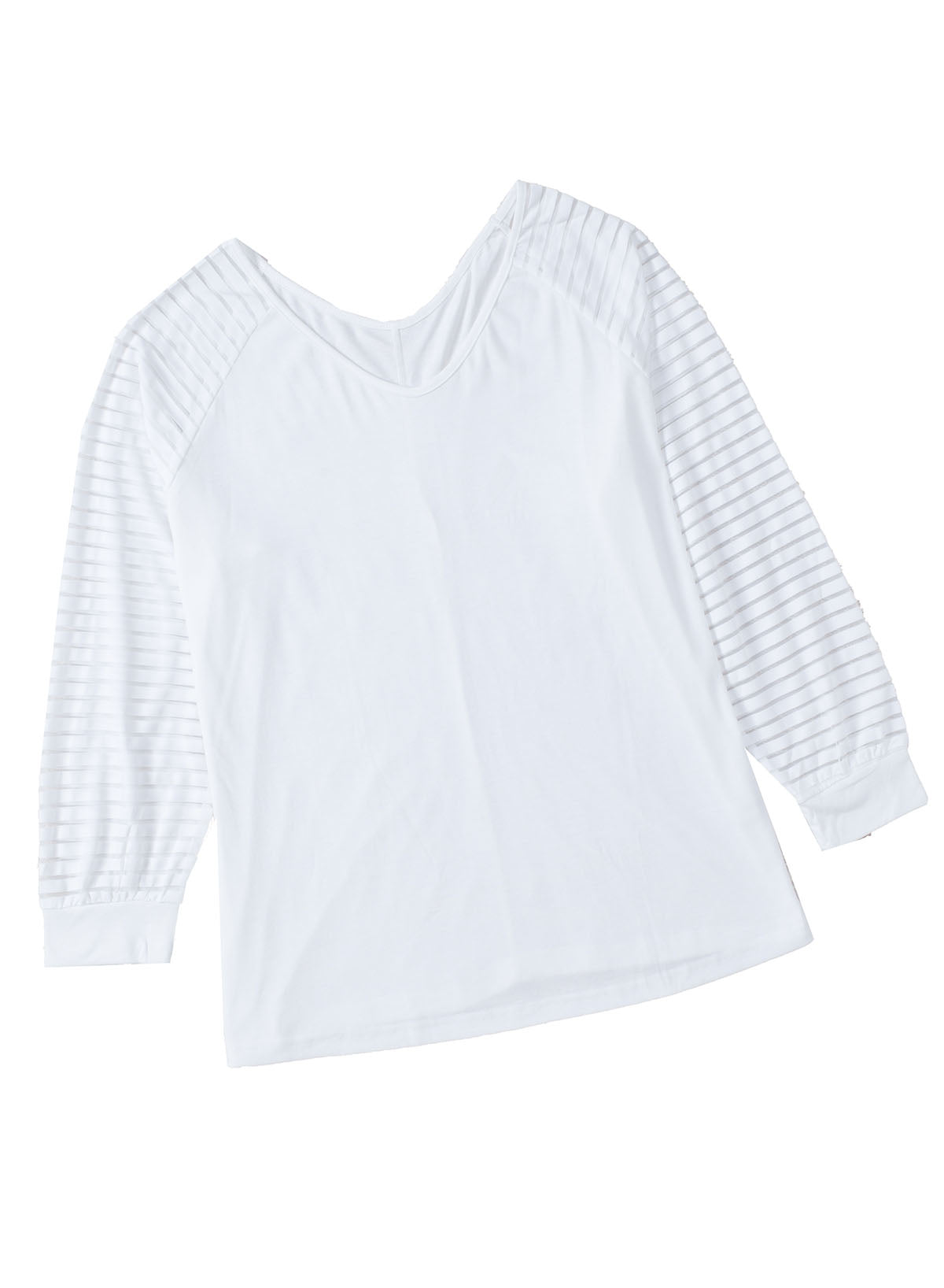 White Striped Cut-out Long Sleeve T Shirt