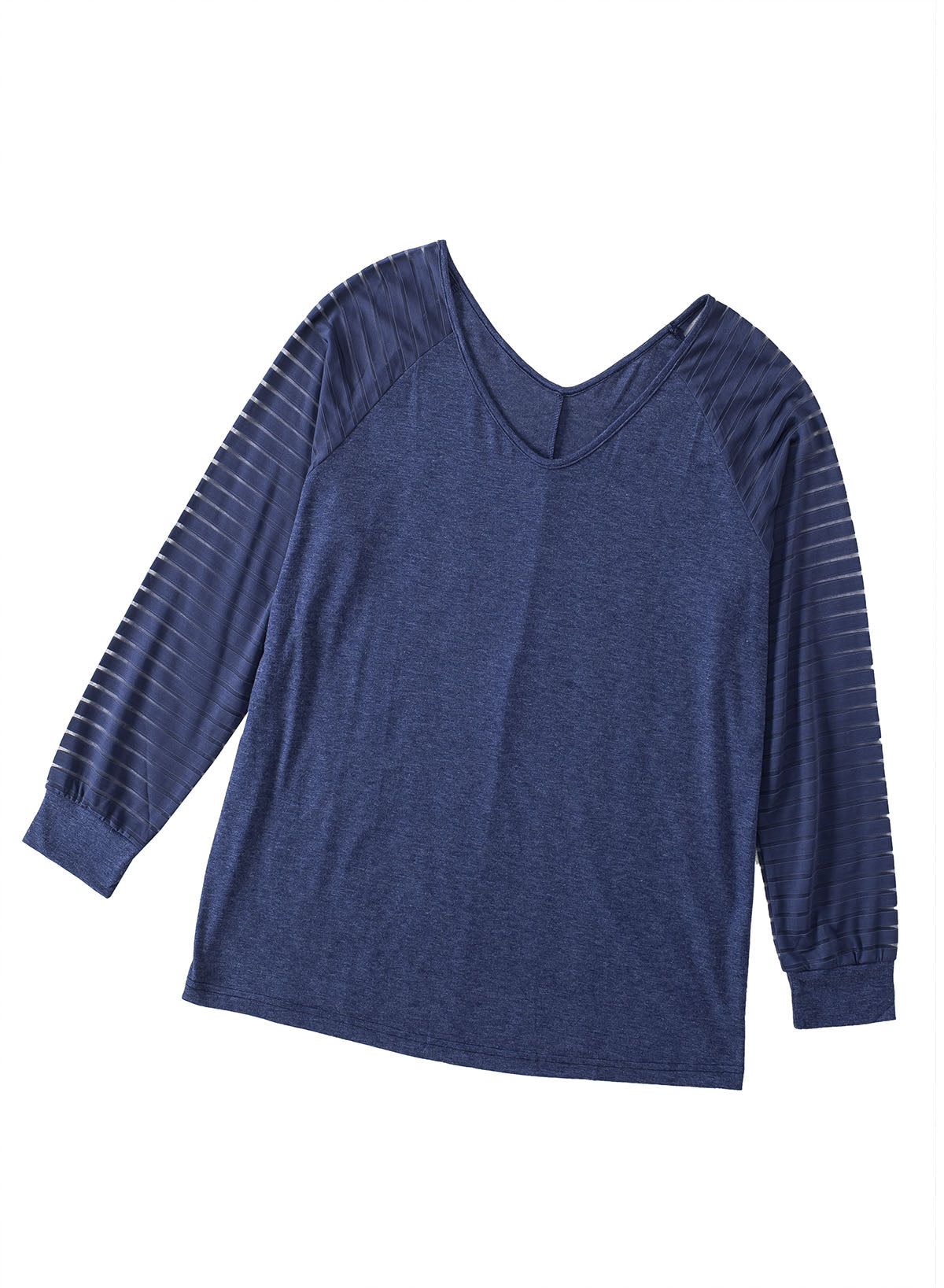 Navy Striped Cut-out Long Sleeve T Shirt