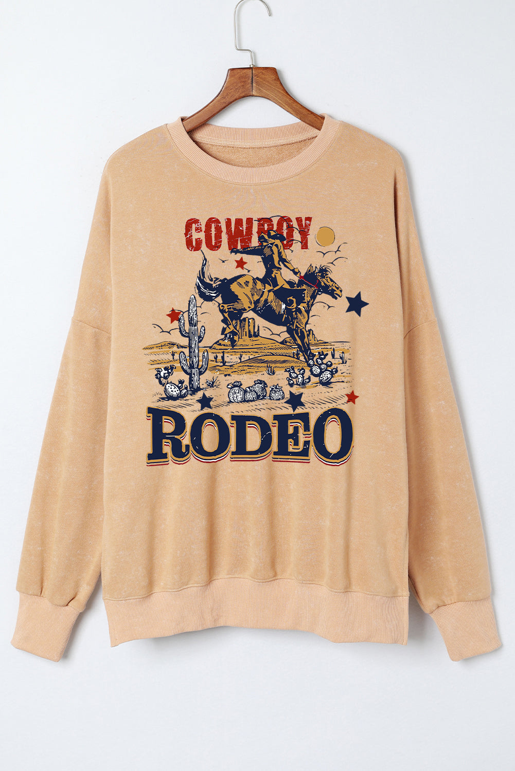 Western Rodeo Oversized Drop-Shoulder Ribbed Sweatshirt