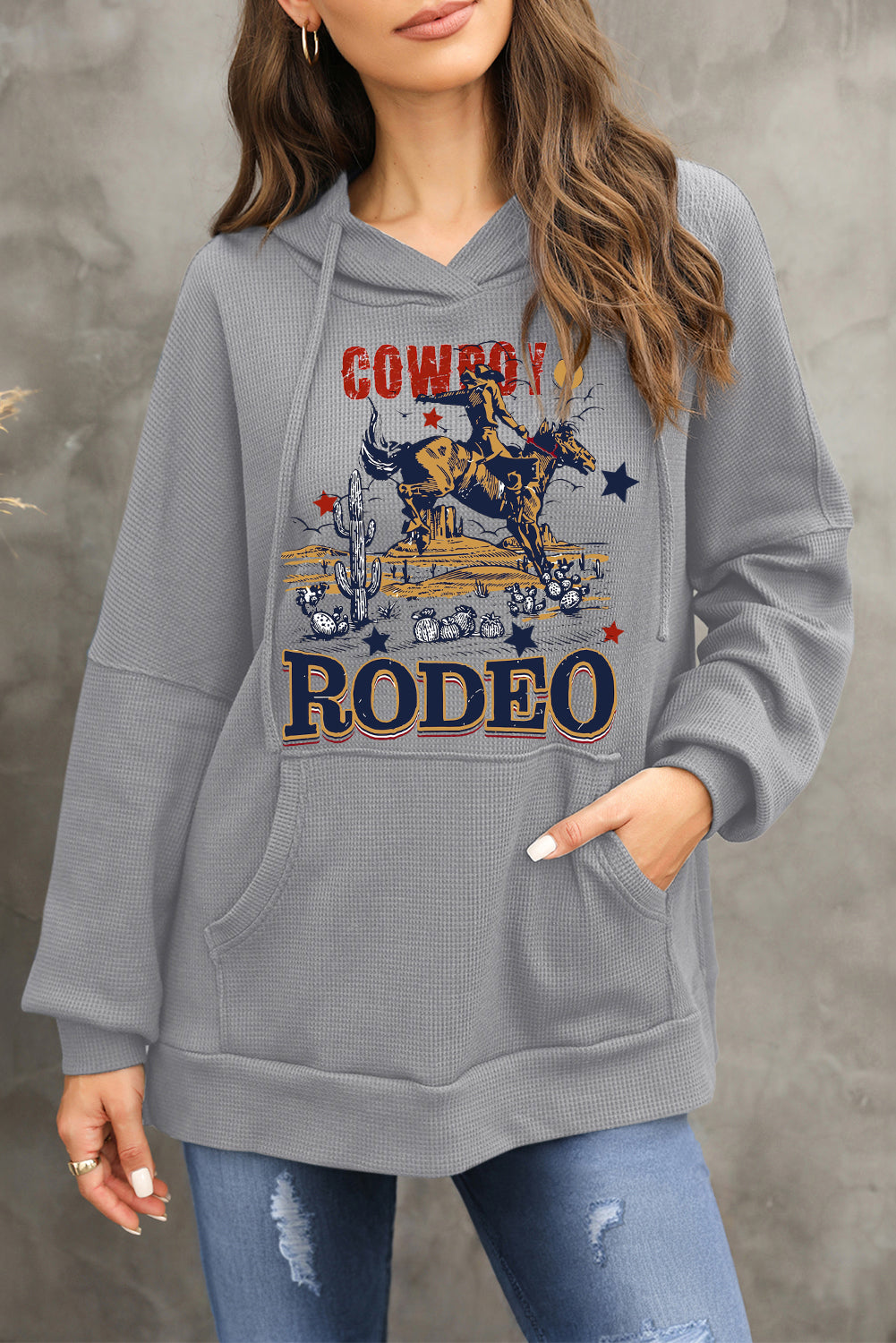 Rodeo Vibes Sweetheart Waffle Knit Fleece Hoodie