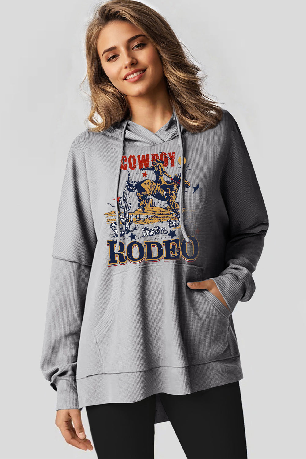 Rodeo Vibes Sweetheart Waffle Knit Fleece Hoodie