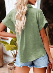 Green Plaid Textured Half Sleeve Shirt