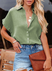 Green Plaid Textured Half Sleeve Shirt