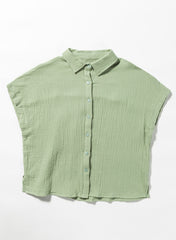 Green Plaid Textured Half Sleeve Shirt