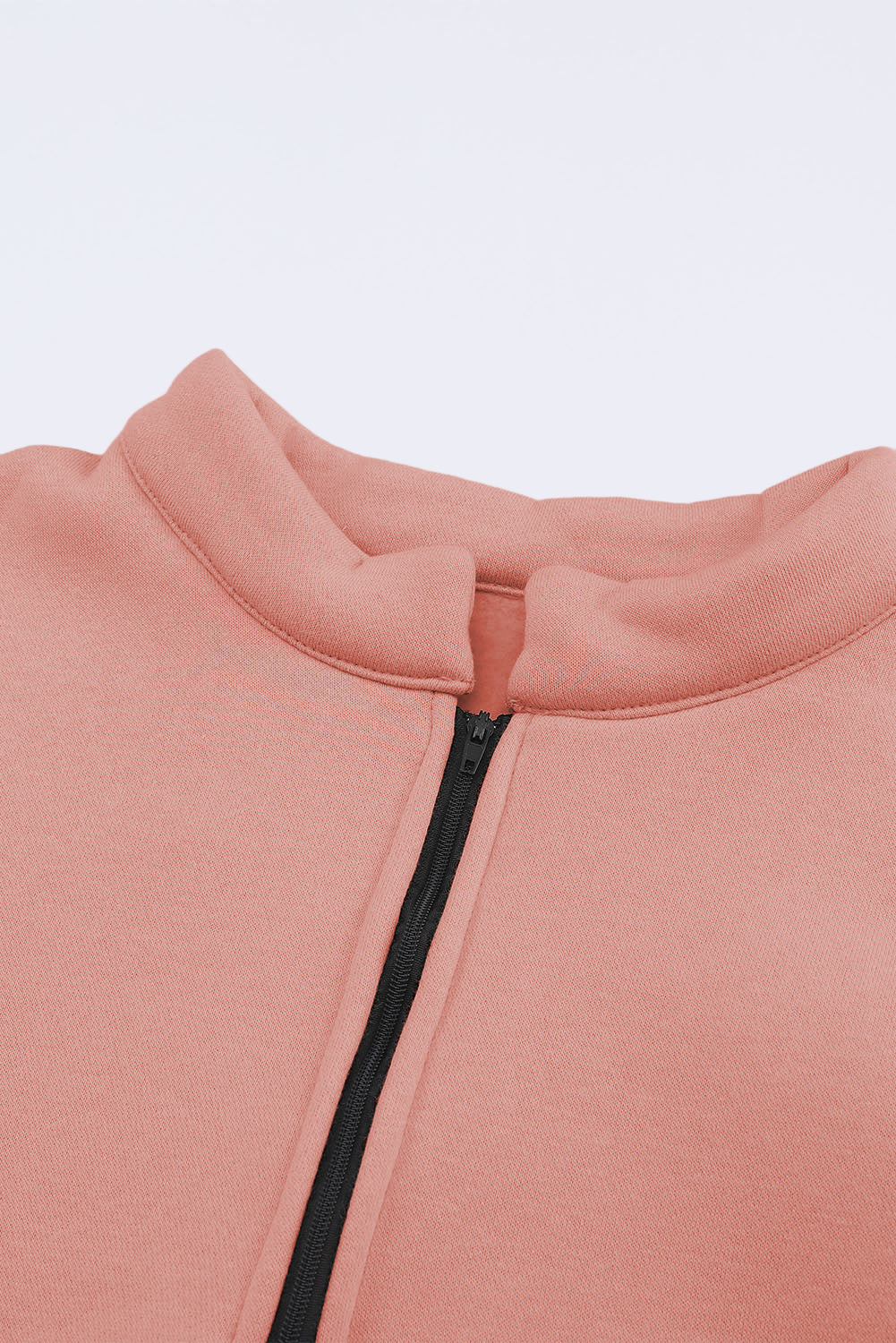 Pink Zip Up Stand Collar Slouchy Two-piece Outfit