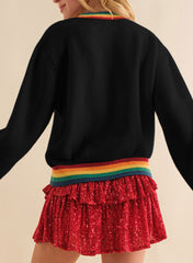 Black Rainbow Pullover Sweater