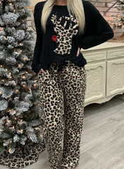 Leopard Christmas household two-piece outfit