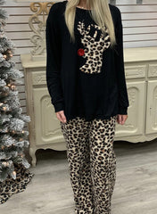 Leopard Christmas household two-piece outfit