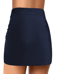 Navy Arch Hem Swim Skirt