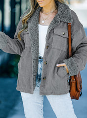 Grey Solid Color Quilted Zip Up Puffer Jacket