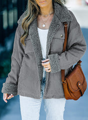 Grey Solid Color Quilted Zip Up Puffer Jacket