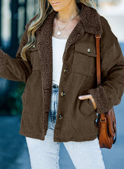 Coffee Solid Color Quilted Zip Up Puffer Jacket