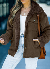 Coffee Solid Color Quilted Zip Up Puffer Jacket