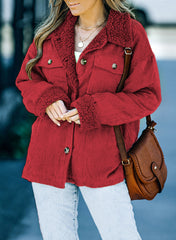 Red Solid Color Quilted Zip Up Puffer Jacket