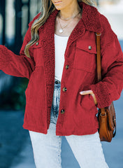 Red Solid Color Quilted Zip Up Puffer Jacket