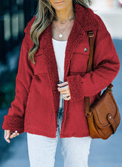 Red Solid Color Quilted Zip Up Puffer Jacket