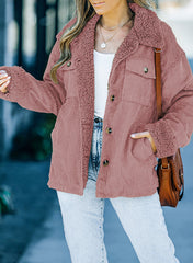 Pink Solid Color Quilted Zip Up Puffer Jacket