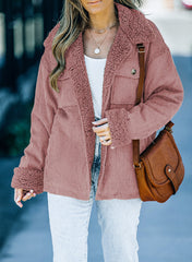 Pink Solid Color Quilted Zip Up Puffer Jacket