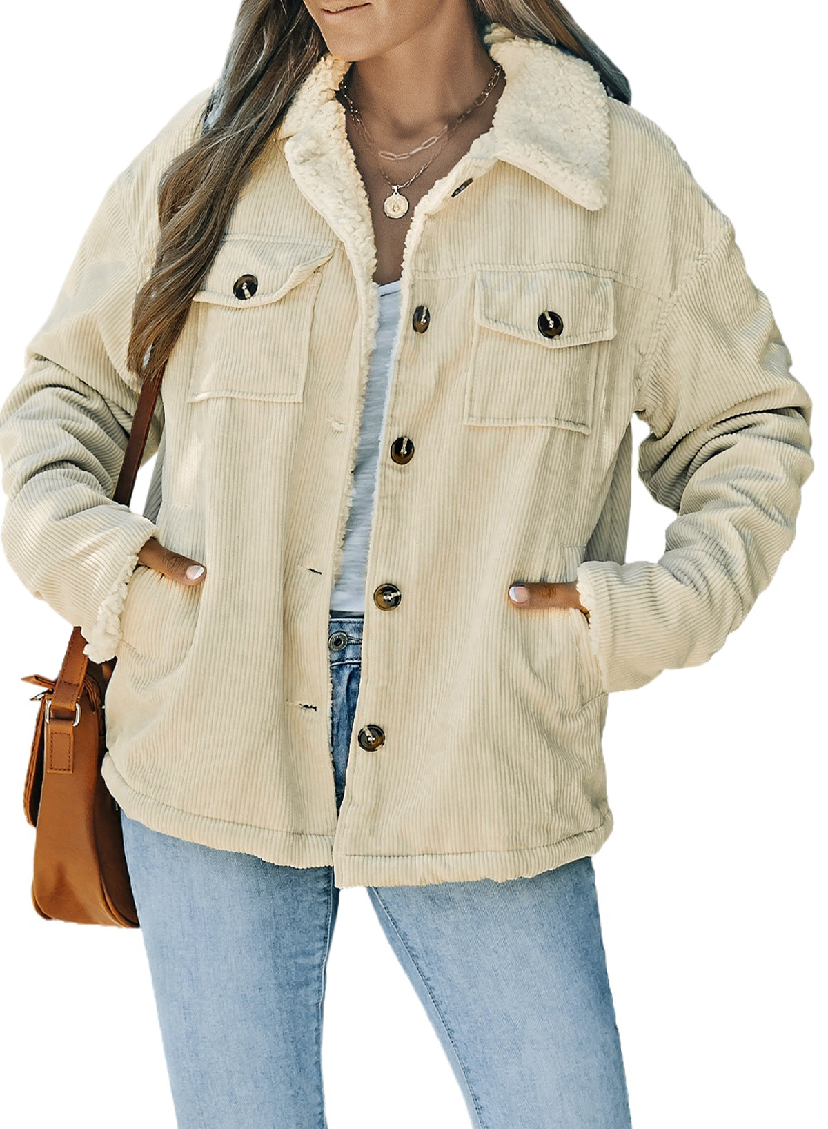 White Solid Color Quilted Zip Up Puffer Jacket