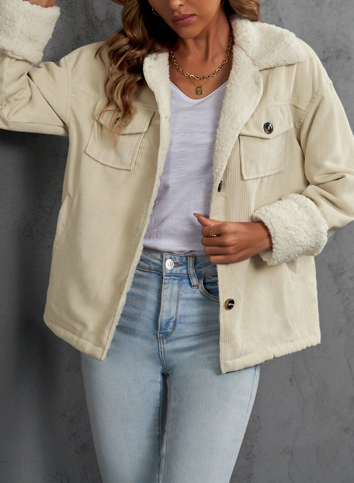 White Solid Color Quilted Zip Up Puffer Jacket